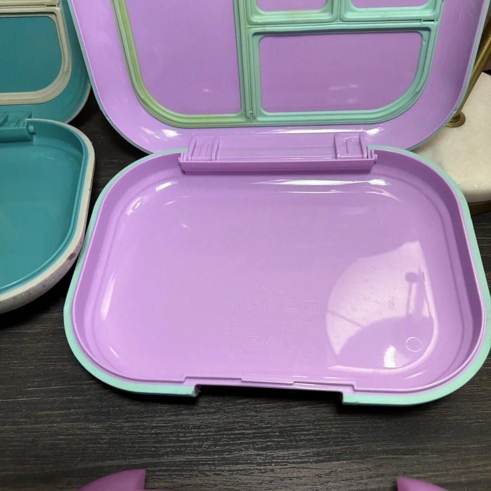 Bentgo Fresh Adults Bento Lunch Box Aqua Purple 2 Pack Leakproof BPA 4 Sections